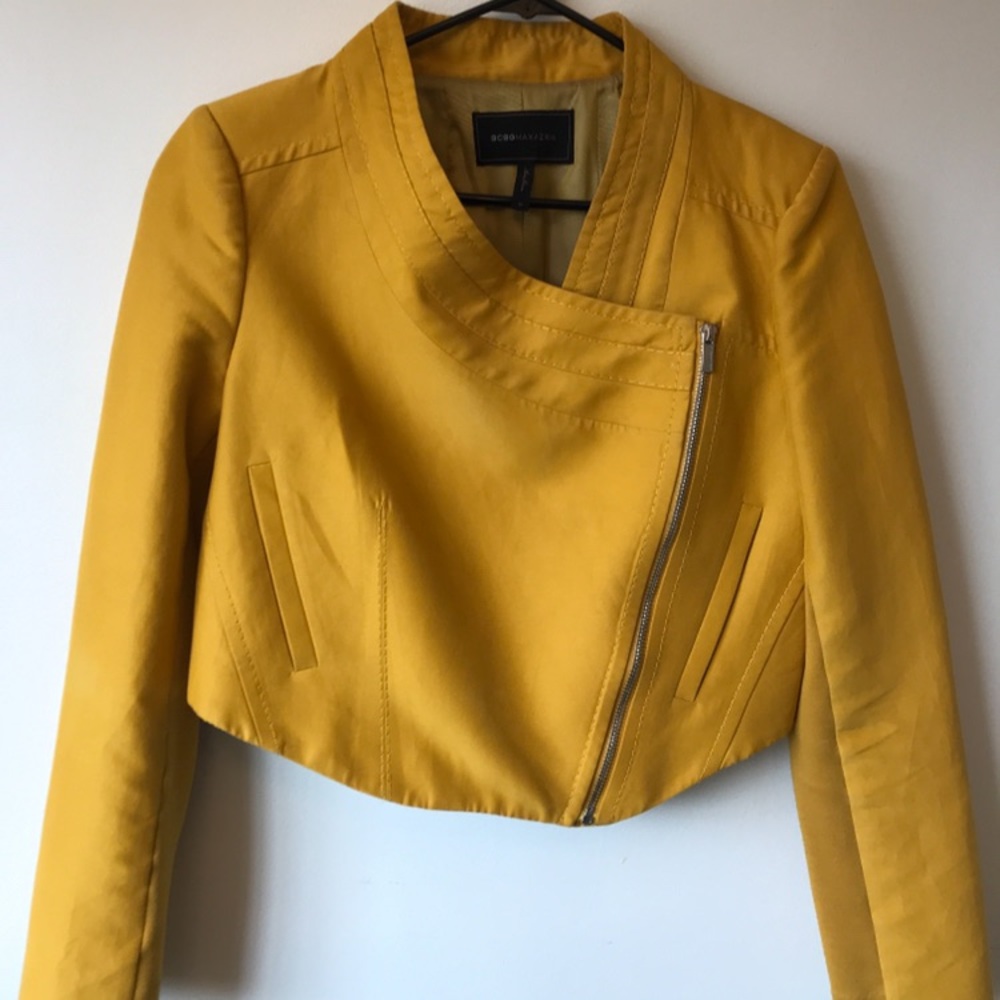 BCBG Cropped Yellow Jacket Size M